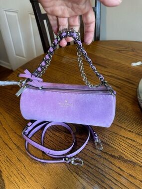 kate spade Lilac Suede Mini Barrel Bag with Chain Handle